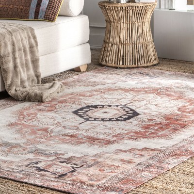 Multicolor Vintage Medallion Wool Blend Area Rug