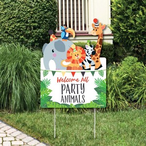 Big Dot of Happiness Jungle Party Animals - Party Decorations - Safari Zoo Animal Birthday Party or Baby Shower Welcome Yard Sign - 1 of 4