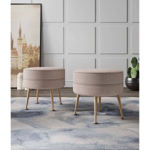 Manhattan Comfort Set of 2 Bailey Woven Polyester Blend Upholstered Ottoman - 1 of 4