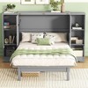 NicBex Queen Size Murphy Bed Wooden Bed Frame Morden Hideaway Wall Bed with Shelves, 2 Drawers and USB Ports for BedRoom - 3 of 4
