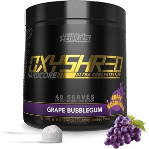 EHPlabs OxyShred Super Dosed Fat Burner - Pre Workout Powder with L Glutamine & Acetyl L Carnitine, Energy Boost Drink - Grape Bubblegum, 40 Servings - 1 of 4