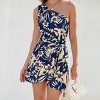 Women's Floral One-Shoulder Side Tie Mini Dress - Cupshe - image 3 of 4