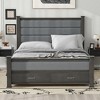 YOOCOZZ Queen Size Platform Bed with Linen Headboard and Footboard, Two Storage Drawers - 2 of 4