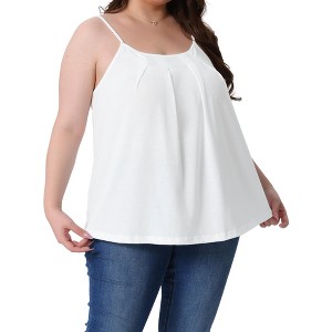 Agnes Orinda Women's Plus Size Adjustable Strap Elegant Basic Pleated Casual Sleeveless Camisoles - 1 of 4