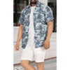 HAPPY BAY Men's Hawaiian Shirts Short Sleeve Button Down Shirt Mens Holiday Shirts Linen Effect Beach Aloha Shirts for Men M Monstera Leaves Navy Blue - 2 of 4