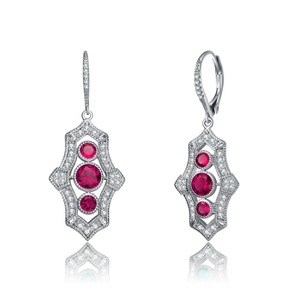 Guili Sterling Silver White Gold Plated Drop Earrings with Colored CZ, Elegant Leverback Design for a Classic and Sparkling Fashion Touch - 1 of 3