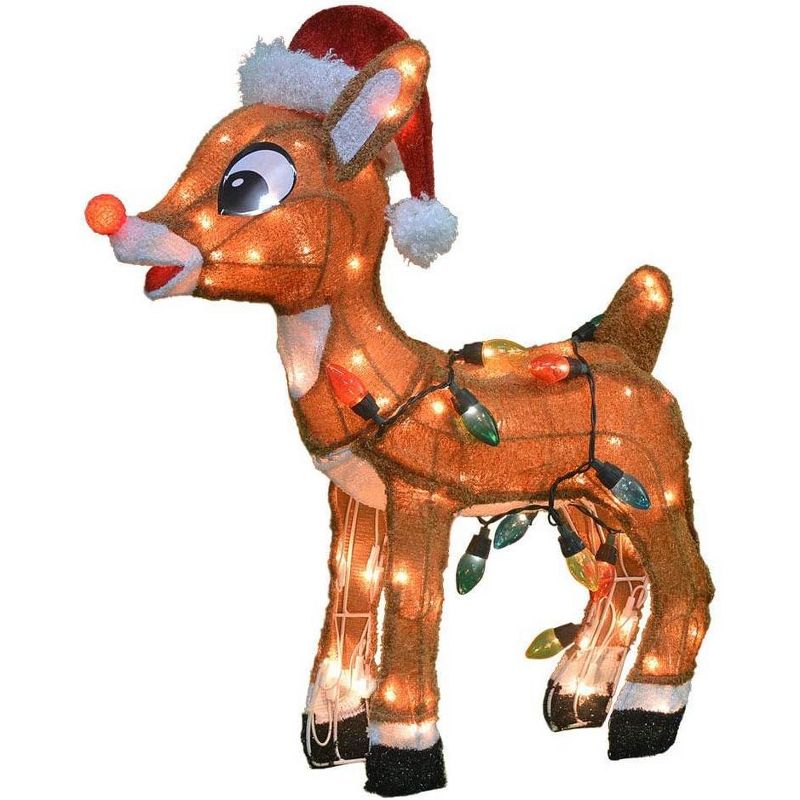 24 Inch 3D Lighted Yard Art Standing Rudolph With C9 Lights, 1 of 3