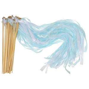 Unique Bargains Party Wooden Handle Lace Ribbon Sticks Fairy Wand 25 Pcs - 1 of 4