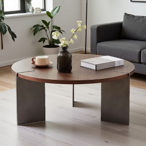 Wood & Metal Round Eco-Friendly Coffee Table - 1 of 4