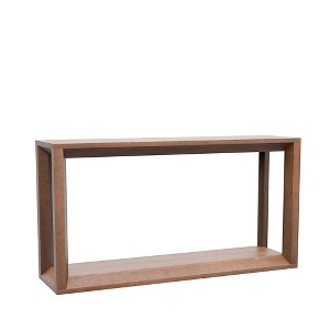 Gulches 60 in Dark Brown Rectangular Solid Wood Veneer Console Table with Ample Storage Sturdy Square Pillars - 1 of 4