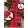 Saro Lifestyle Cotton Dinner Napkin With Plaid Whipstitch Design (Set of 4), 20"x20", Red - 4 of 4