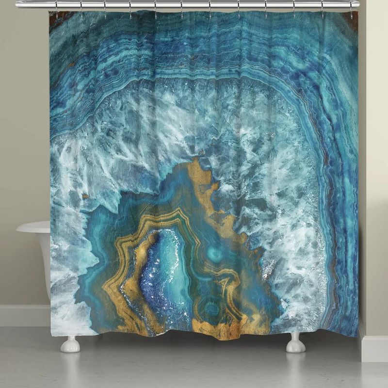 Laural Home Blue Golden Mineral Shower Curtain, 1 of 2
