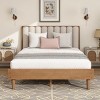 Modern Bed Frame with Upholstered Headboard, Sturdy Platform Bed Frame with Solid Wood Legs for Bedroom – The Pop Home - 2 of 4