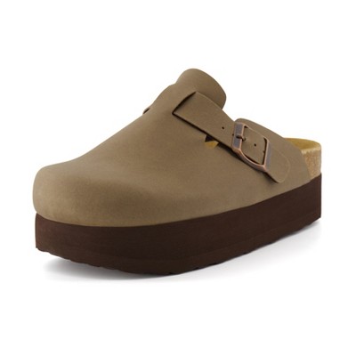 CUSHIONAIRE Women's Loom Cork Footbed Platform Clog - Comfortable Vegan Leather, Arch Support, Wide Widths Available