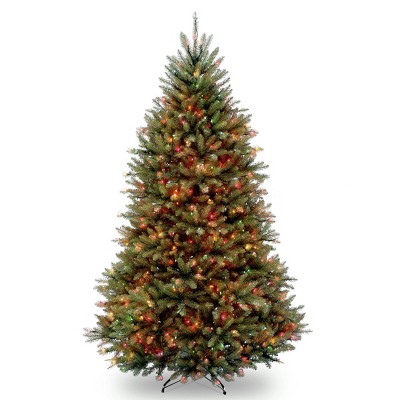  6.5ft National Christmas Tree Company Pre-Lit Dunhill Fir Hinged Artificial Christmas Tree with 650 Multi Lights 