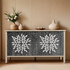 Sideboard Buffet Cabinet, Storage Cabinet with Storage,Modern Storage Cabinet with 4 Doors & Adjustable Shelves for Living Room - Leovsnove - 1 of 4
