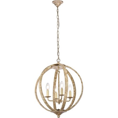 Elegant Lighting Marlow Collection Pendant D18 H22.5 Lt:4 Weathered Dove Finish
