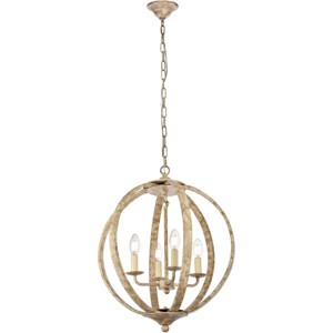Elegant Lighting Marlow Collection Pendant D18 H22.5 Lt:4 Weathered Dove Finish - 1 of 4