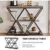3-Tier Industrial Console Table with x-Shaped Metal Frame, Open Shelf Console Sofa Table for Living Room with Adjustable Feet - 3 of 4