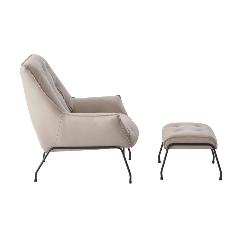 35&#34; Zusa Accent Chair Khaki Top Grain Leather - Acme Furniture, 4 of 6