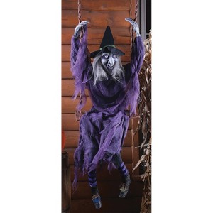 Fun World Witch on Swing Prop Halloween Decoration - 5 ft - Purple - 1 of 1