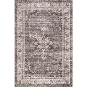 Nuloom Winnie SplashGuard Distressed Medallion Machine Washable Area Rug - 1 of 4