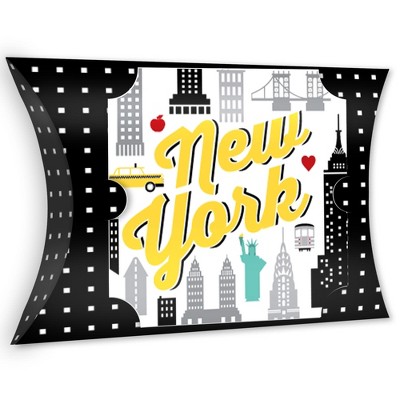 Big Dot of Happiness NYC Cityscape - Favor Gift Boxes - New York City Party Large Pillow Boxes - Set of 12