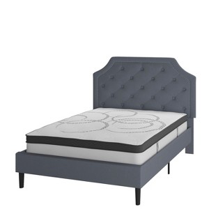 Flash Furniture Brighton Tufted Upholstered Platform Bed with 10 Inch CertiPUR-US Certified Foam and Pocket Spring Mattress - 1 of 4