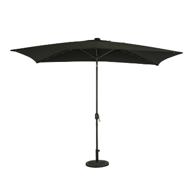 10' x 6.5' Rectangular Nassau Market Patio Umbrella with LED Bulb Lights Black - Island Umbrella