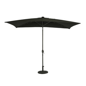 10' x 6.5' Rectangular Nassau Market Patio Umbrella with LED Bulb Lights Black - Island Umbrella: Solar Powered, Weather-Resistant - 1 of 4