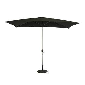 10' x 6.5' Rectangular Nassau Market Patio Umbrella with LED Bulb Lights Black - Island Umbrella