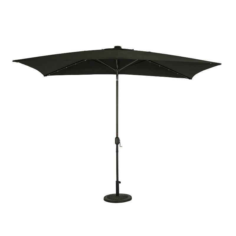 10&#39; x 6.5&#39; Rectangular Nassau Market Patio Umbrella with LED Bulb Lights Black - Island Umbrella, 1 of 16
