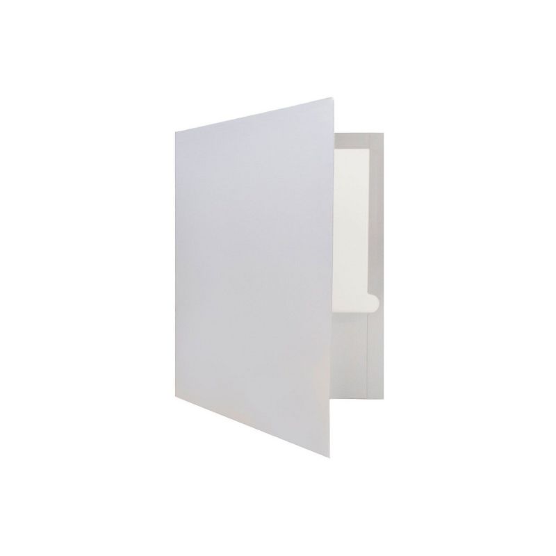 JAM Paper Laminated Two-Pocket Glossy Presentation Folders Silver Bulk 50/Box 385GSIC, 4 of 10