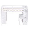 PAGED Simple Wooden Loft Bed Bunk Bed with Desk, Twin Size Bed Frame with 4 Drawers, 3 Shelves, Storage Stairs and Guardrail for Bedroom - 4 of 4