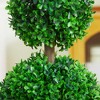 Wooakway 43.25"H Set of 2 3-Ball Boxwood Artificial Tree Artificial Topiary Artificial Plant with Pot for Indoor/Outdoor D¨¦cor - 3 of 4