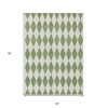 Green And Ivory Geometric Washable Indoor Outdoor Area Rug - 3 of 4