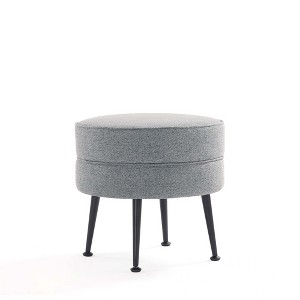 Airsurfer Compact Light Gray Ottoman Modern Round Storage Ottoman Seating Solution for Living Room Relaxation - 1 of 4