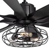 60" Possini Euro Design Modern Indoor Ceiling Fan with LED Light Remote Control Matte Black Cage for Living Room Kitchen House - 3 of 4