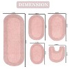 Double Ruffle Bathroom Rugs Set, Washable Rug, Extra Soft and Absorbent bath Rug, Kitchen Mat, Bath Mat Set,Non-Slip, 5 Pcs Set with Contour, Pink - 3 of 4