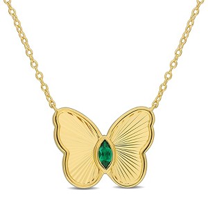 EVERLY JEWELRY  |   Yellow Plated Sterling Silver 1/5 CT TGW Created Emerald Necklace With Chain - 1 of 4