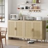 Okak 70in Decorative Storage Cabinet, Entryway Cabinet with 4 Doors and Wooden Legs, Sideboard Cabinet for Living Room, Office, Entryway, Natural - 2 of 4