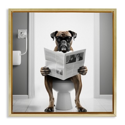Stupell Industries Boxer Dog & Newspaper, 25" x 25"