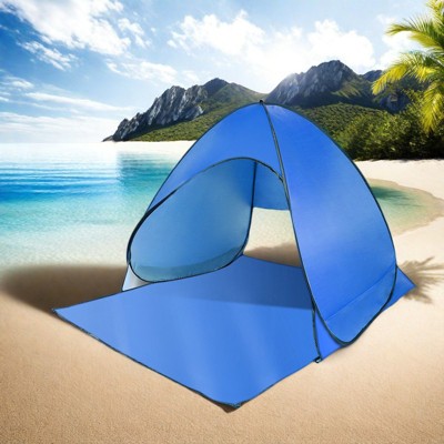 FURNIinspire Camping Tents Pop Up Beach Tent Sun Shade Shelter For Outdoor Beach Camping, Waterproof Tent Canopy, Blue, 64.96"*59.06"*43.3"