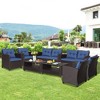 Tangkula 8PCS Outdoor Conversation Set Patio PE Rattan Set w/ Glass Table & Sofa Cushions - 2 of 4