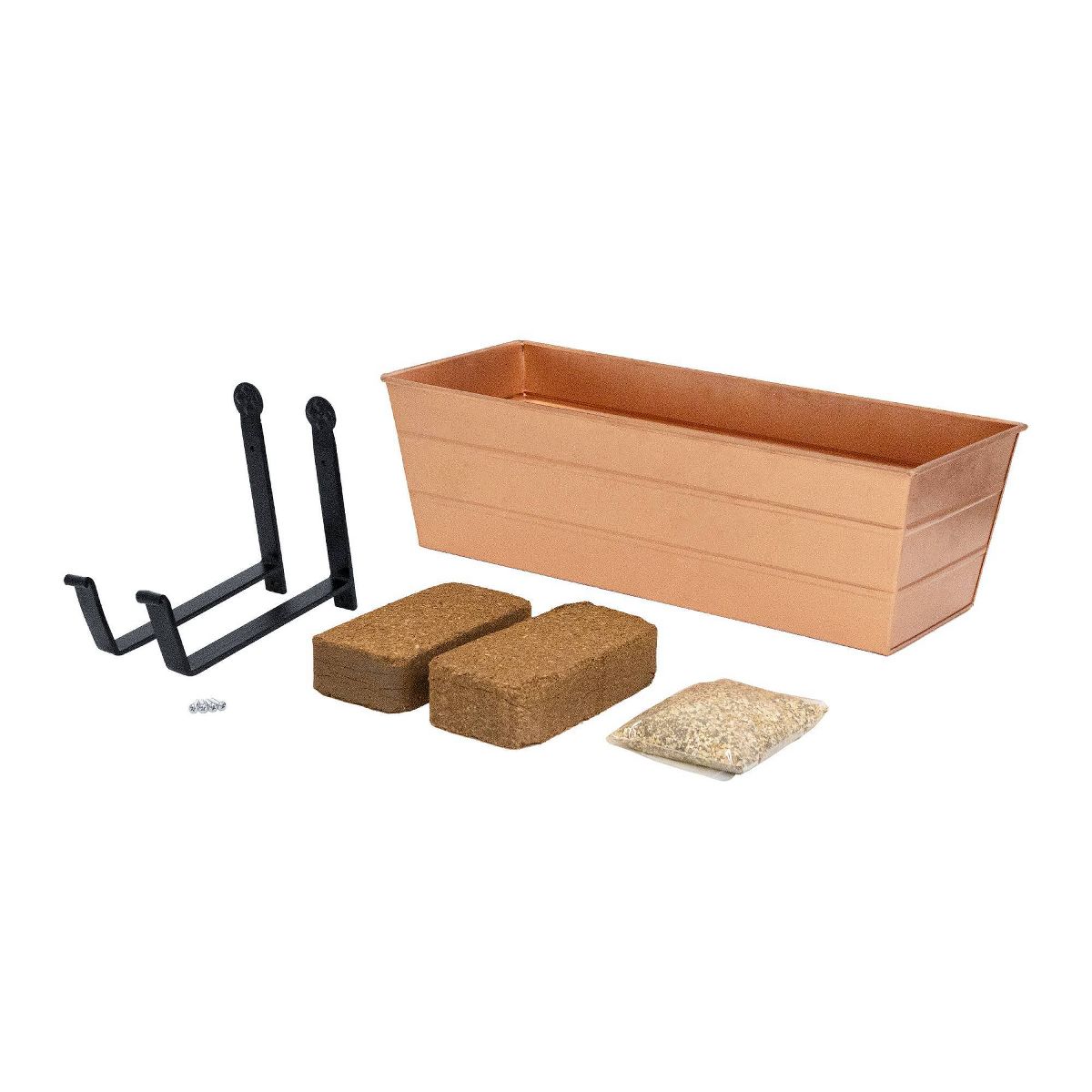 ACHLA Designs Medium Rectangular Galvanized Steel Outdoor Planter Box with Mounting Bracket