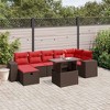 vidaXL 8 Piece Garden Sofa Set with Cushions Poly Rattan - Brown without storage - 2 of 4
