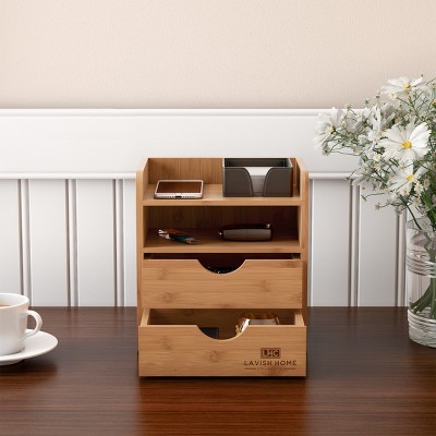 Hastings Home Eco-Friendly 4-Tier Bamboo Desk Organizer for Office, Library, and Kitchen Supply Storage
