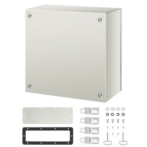 VEVOR NEMA Metal Case, 24x24x12'' NEMA 4X Metal Electric Enclosure, IP66 Water & Dust Resistant, Includes Mounting Plate, Gray-white - 1 of 4