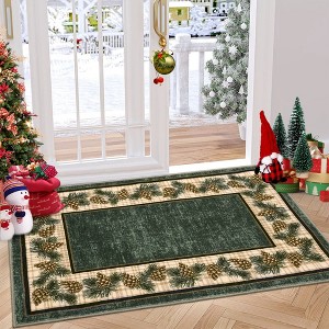 COZONY Washable Plaid Christmas Area Rug for Entryway Kitchen Laundry Room - 1 of 4