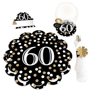 Big Dot of Happiness Adult 60th Birthday - Gold - Birthday Party Paper Charger & Table Decorations Chargerific Kit for 8 - 1 of 4